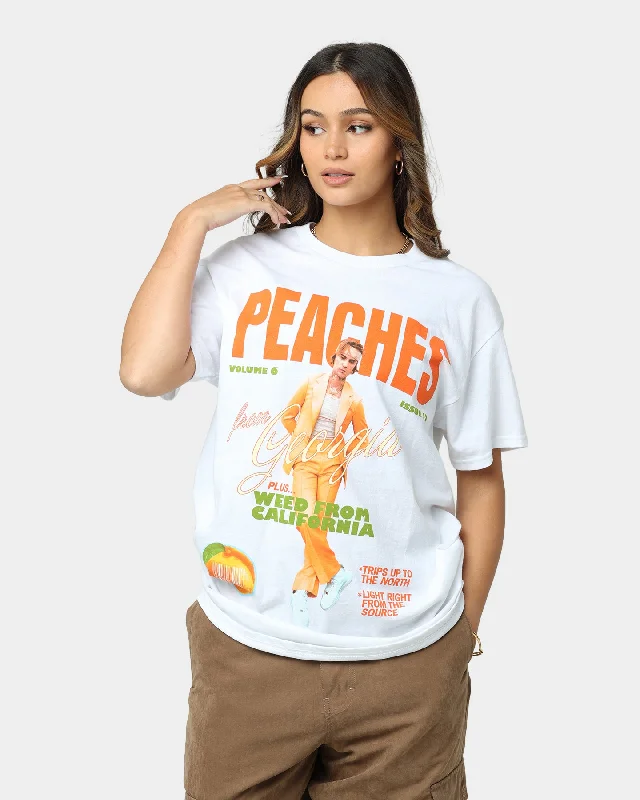 Justin Bieber Peaches T-Shirt White Striped Floral Plaid