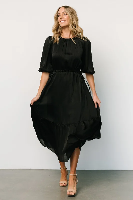 Lauretta Tie Waist Dress | Black Tunics Polka dots