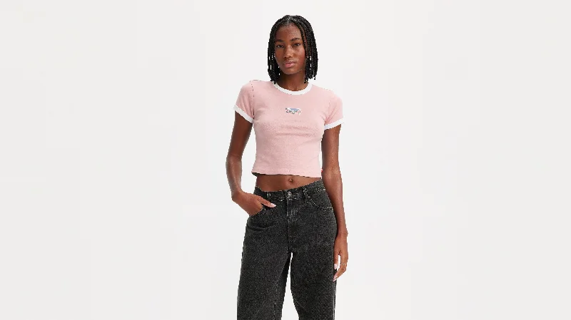 Levi's® Women's Graphic Ringer Mini T-Shirt Fleece Fabric Down Fabric Feather Fabric