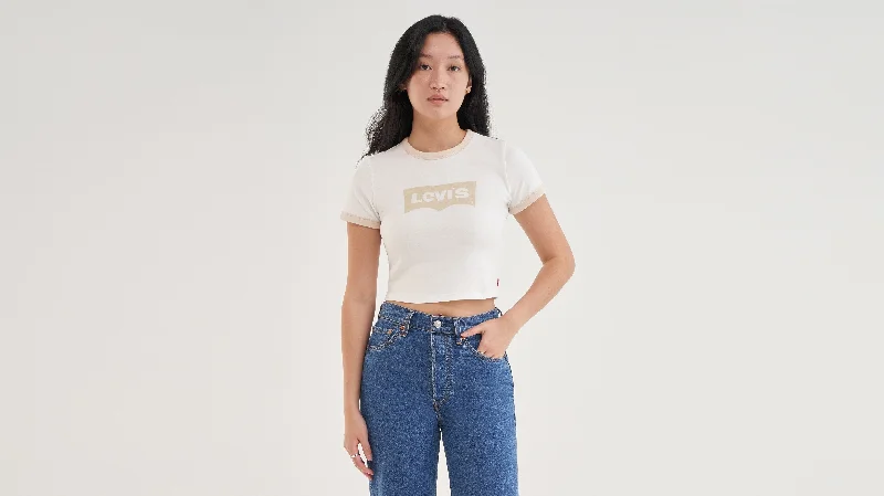 Levi's® Women's Graphic Ringer Mini T-Shirt Cotton Fabric Linen Fabric Terry Fabric