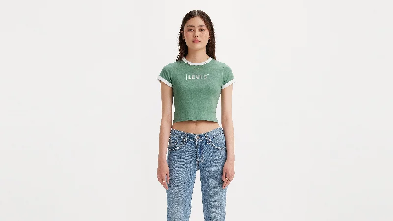 Levi's® Women's Graphic Ringer Mini T-Shirt Mesh Blend Leather Blend Suede Blend