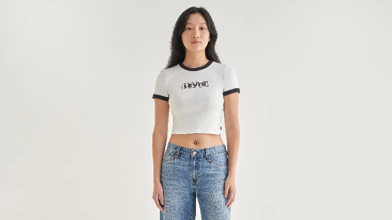 Levi's® Women's Graphic Ringer Mini T-Shirt Real Fur Shearling Chenille