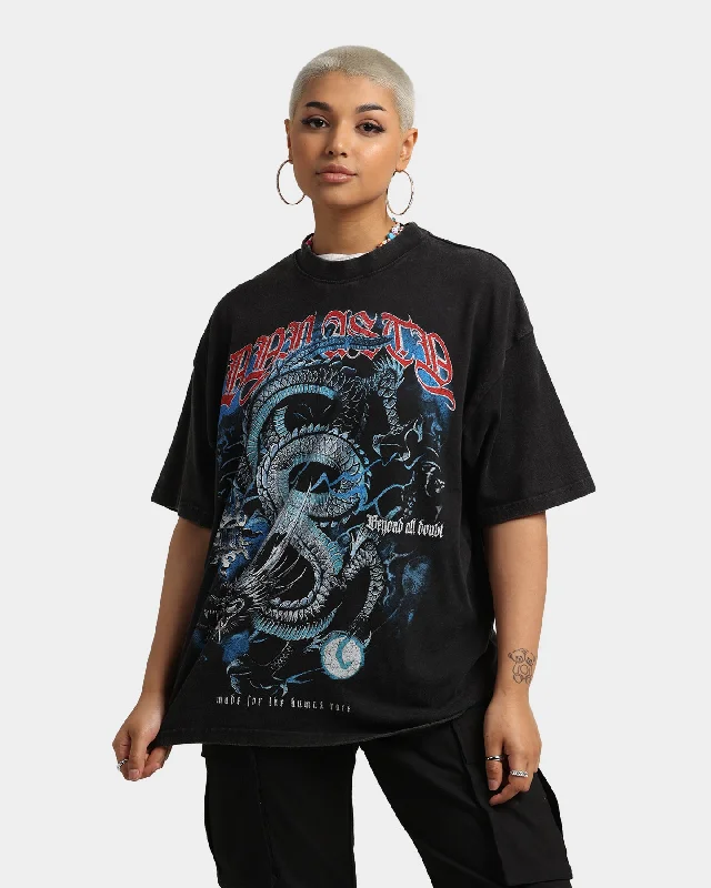 Loiter Dragon Born Vintage T-Shirt Black Wash Ribbed T-Shirt High Neck Heavyweight