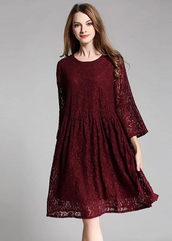 Loose Mulberry Lace Wrinkled Spring Long Dress Three Quarter Sleeve Tunics Top rated Loose Mulberry Lace Wrinkled Spring Long Dress Three Quarter Sleeve Tunics Top rated