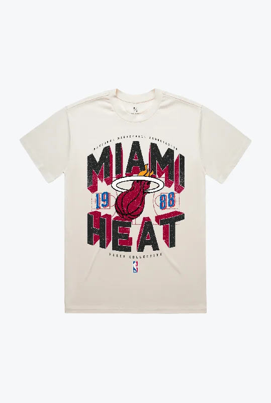 Miami Heat Court Premium T-Shirt - Ivory Elasticated Padded Insulated