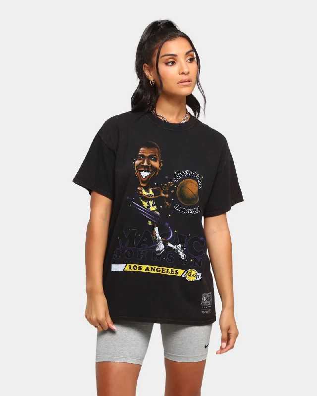 Mitchell & Ness Magic Modern Classic Vintage T-Shirt Faded Black Silk Blend Satin Velvet Mitchell & Ness Magic Modern Classic Vintage T-Shirt Faded Black Silk Blend Satin Velvet