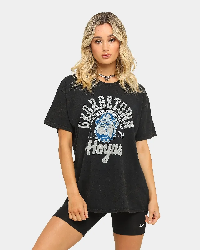 NATIONAL COLLEGIATE ATHLETIC ASSC Georgetown Hoyas Vintage Basketball T-Shirt Vintage Black Terry Blend Velvet Blend Canvas Blend NATIONAL COLLEGIATE ATHLETIC ASSC Georgetown Hoyas Vintage Basketball T-Shirt Vintage Black Terry Blend Velvet Blend Canvas Blend