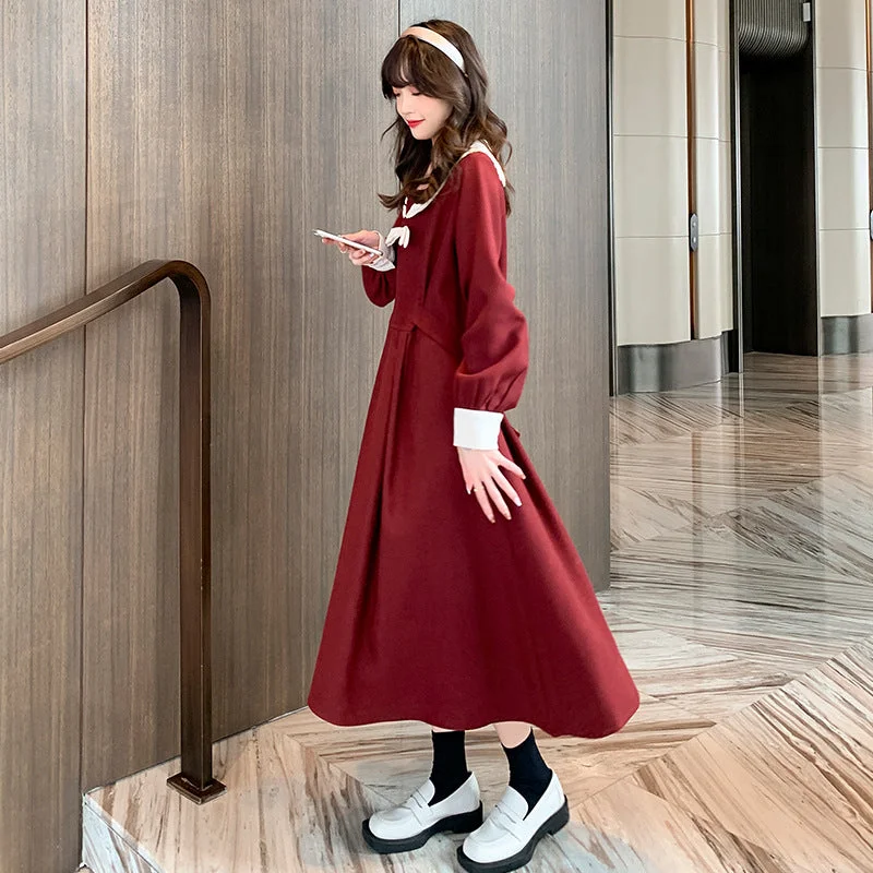 NiDELL Maternity Dress . New Maternity Dress French Retro Long Dress Waist Slimming Large Size Dress Tunics Brand named NiDELL Maternity Dress . New Maternity Dress French Retro Long Dress Waist Slimming Large Size Dress Tunics Brand named