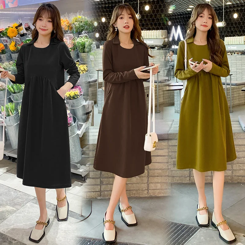 NiDELL Maternity Dress . Spring High-Grade Temperament Slim Fit Thin over the Knee Maternity Dress Long Dress Tunics Luxurious high-end NiDELL Maternity Dress . Spring High-Grade Temperament Slim Fit Thin over the Knee Maternity Dress Long Dress Tunics Luxurious high-end