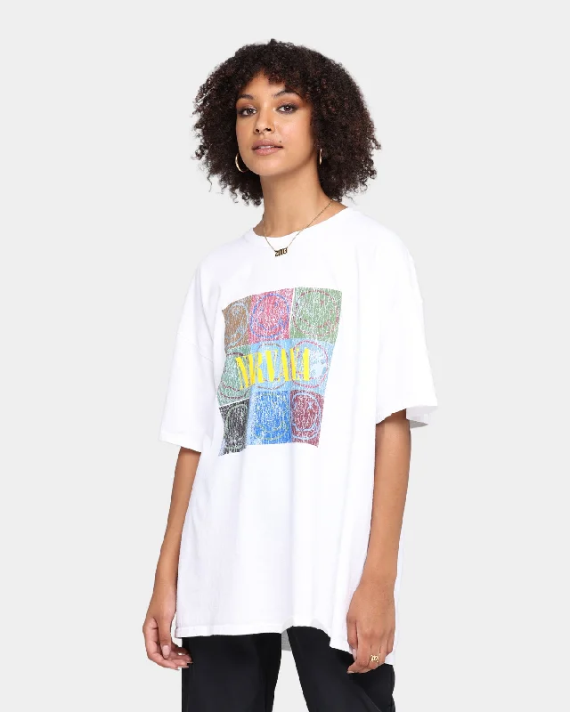 Nirvana Smile Box Vintage T-Shirt White V-Neck T-Shirt Long Sleeve Cotton