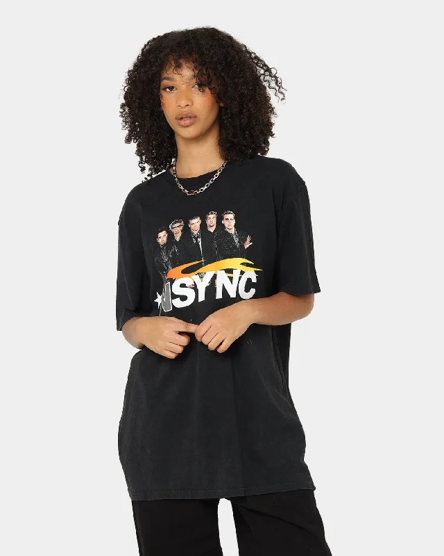 NSYNC Celebrity Photo T-Shirt Washed Black Jersey Fabric Tulle Fabric Batik Fabric