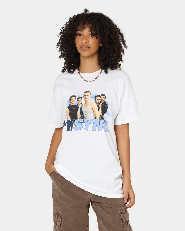NSYNC Cloud Photo T-Shirt White Zippered Front Buttoned Front Snap Front