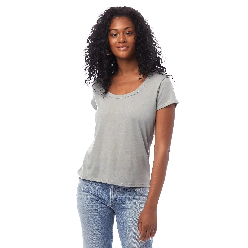 Organic Cotton Scoop T-Shirt (Grey) Satin Fabric Silk Fabric Chiffon Fabric