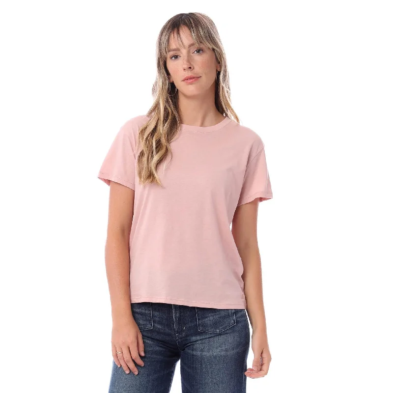 Organic Modern Crew T-Shirt (Rose Quartz) Zippered Front Buttoned Front Snap Front