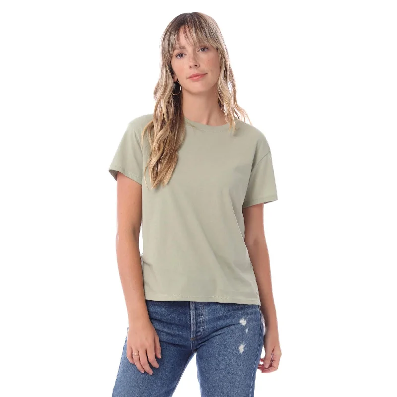 Organic Modern Crew T-Shirt (Sage) Hooded Caped Shawl Collar