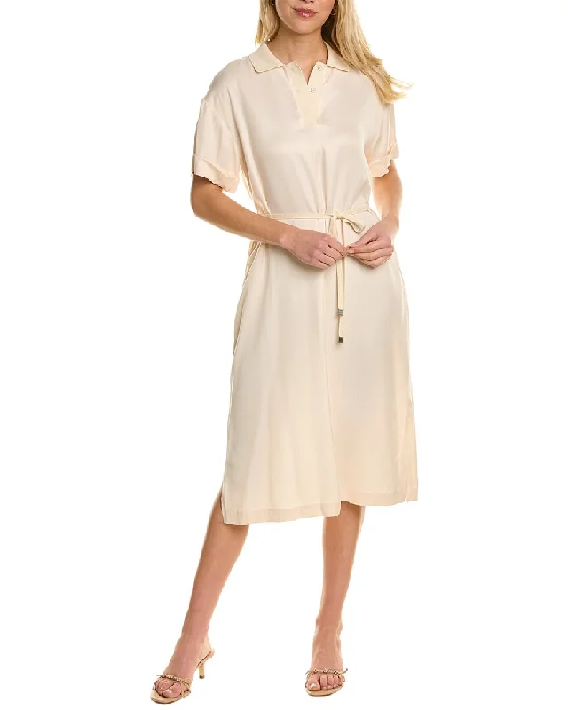 Peserico Tie Waist Midi Shift Dress Tunics Lace romantic