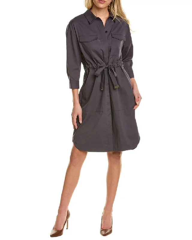 Peserico Tie Waist Shirtdress Tunics Plaid country