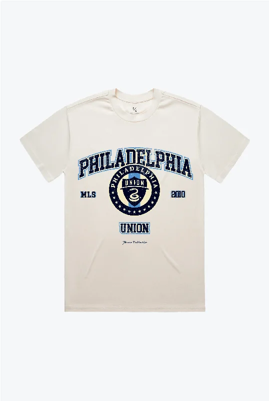 Philadelphia Union Vintage Washed T-Shirt - Ivory Cashmere Blend Cotton Blend Poly Blend