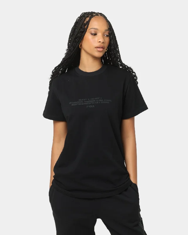PYRA Women's TM Standard T-Shirt Black/Black Elasticated Padded Insulated