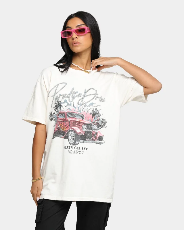 Rats Get Fat Paradise Drive Vintage T-Shirt Natural Zippered Buttoned Snapped