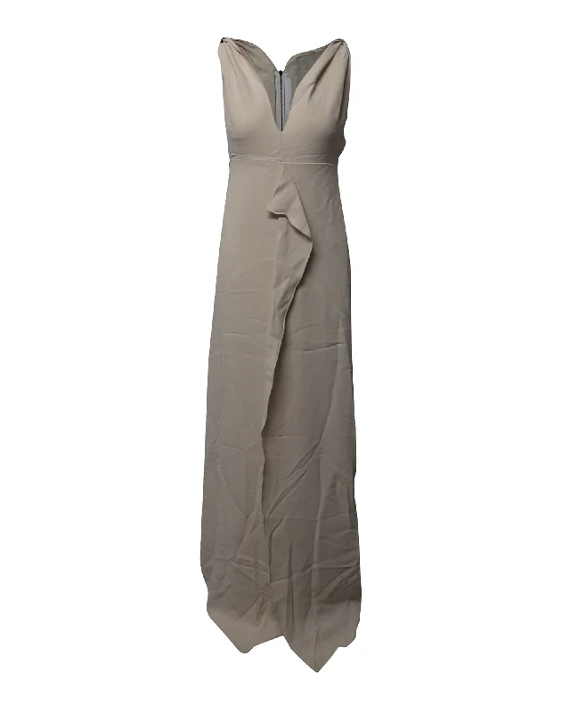 Roland Mouret Sleeveless V-Neck Long Dress in Beige Polyester Tunics Stylish elegant Roland Mouret Sleeveless V-Neck Long Dress in Beige Polyester Tunics Stylish elegant