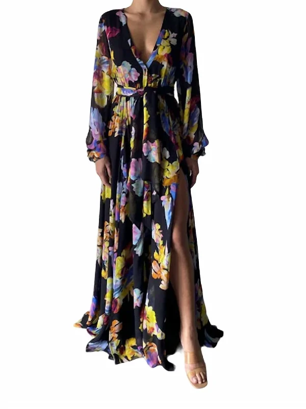 Sand Long Dress In Black Tunics Sophisticated sleek