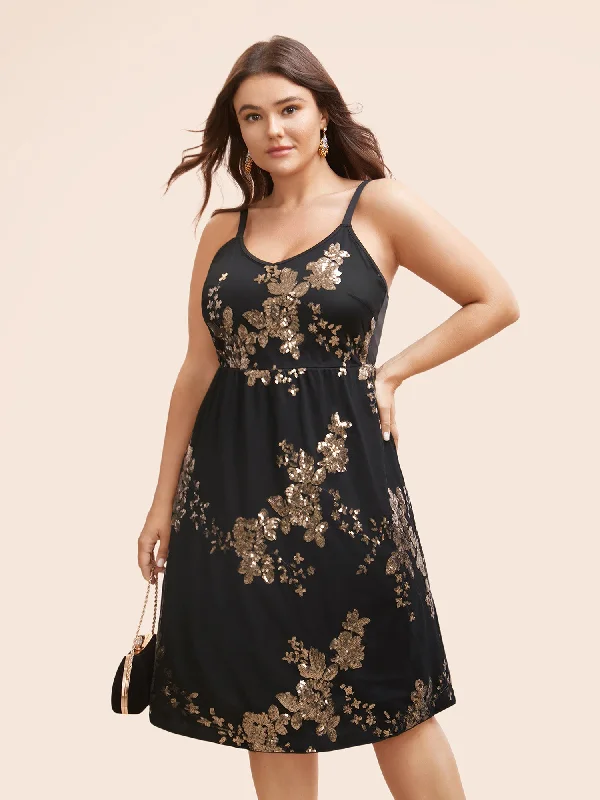 Sequin Elastic Waist Cami Dress Tunics Chinos classic