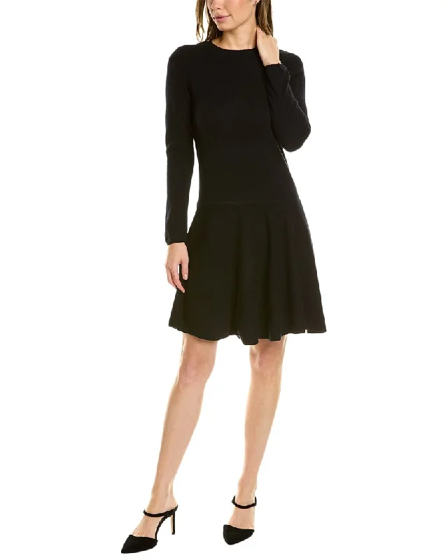 sofiacashmere Drop-Waist Cashmere Flare Dress Tunics Winter warm