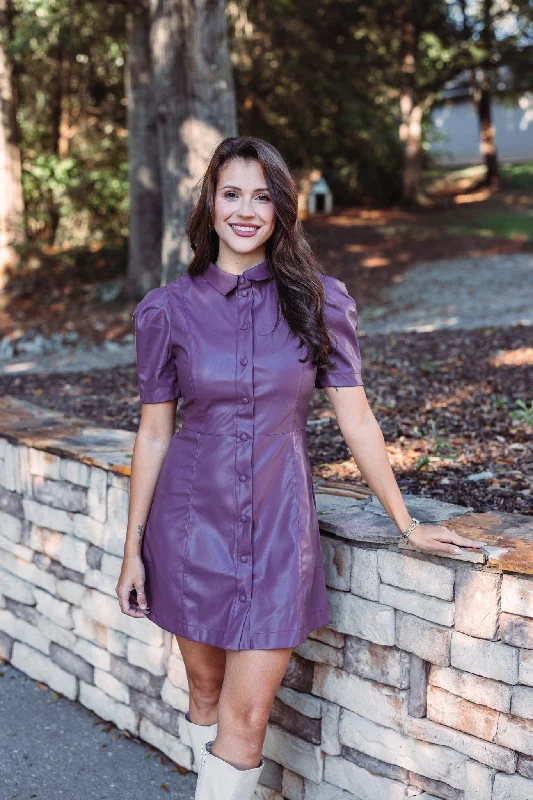 Stealing Midnight Purple Leather Dress Tunics Fall fleece