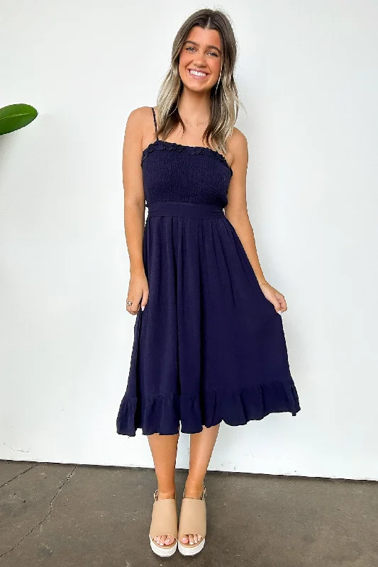 Sunny Favorite Smocked Waist Tie Dress - FINAL SALE Tunics Office stylish