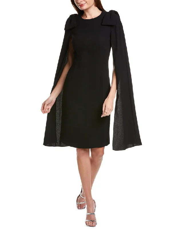 Teri Jon by Rickie Freeman Cape Sleeve Sheath Dress Cowl Neckline Elegant
