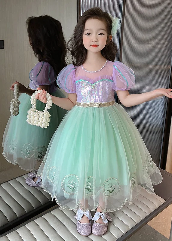 Unique Colorblock Embroideried Patchwork Tulle Kids Girls Long Dresses Summer Tunics Practical durable Unique Colorblock Embroideried Patchwork Tulle Kids Girls Long Dresses Summer Tunics Practical durable