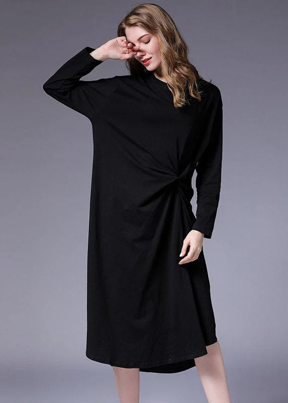 Vintage Black wrinkled asymmetrical design Side open Long Dresses Fall Tunics Lace romantic Vintage Black wrinkled asymmetrical design Side open Long Dresses Fall Tunics Lace romantic