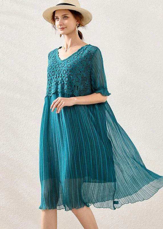 Women Peacock blue Chiffon A Line Spring Long Dresses Short Sleeve Tunics Recommended stylist Women Peacock blue Chiffon A Line Spring Long Dresses Short Sleeve Tunics Recommended stylist