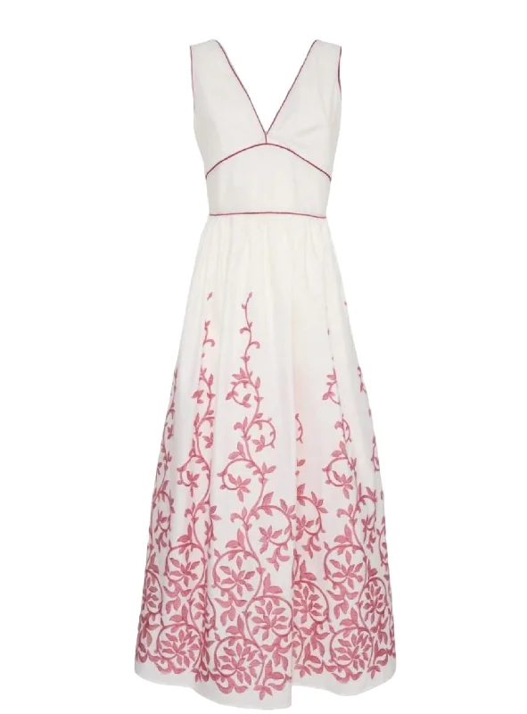Women's Lucina Long Dress In Strawberry Leaves Tunics Luxurious high-end