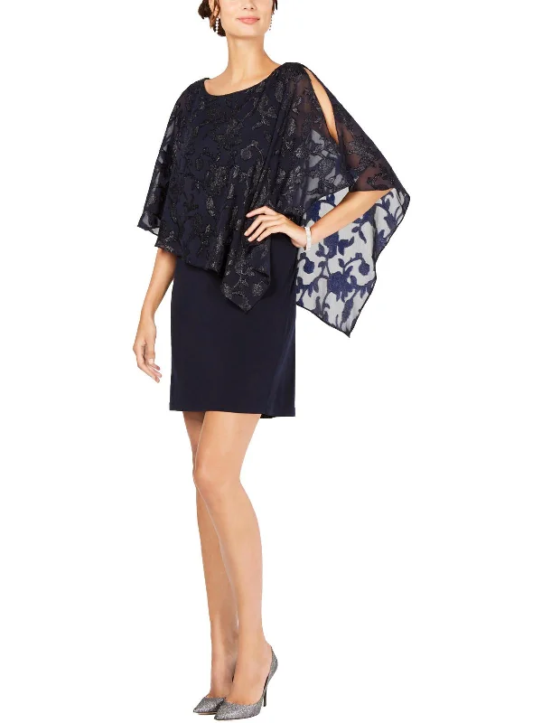 Womens P Metallic Capelet Dress Tunics Distressed trendy
