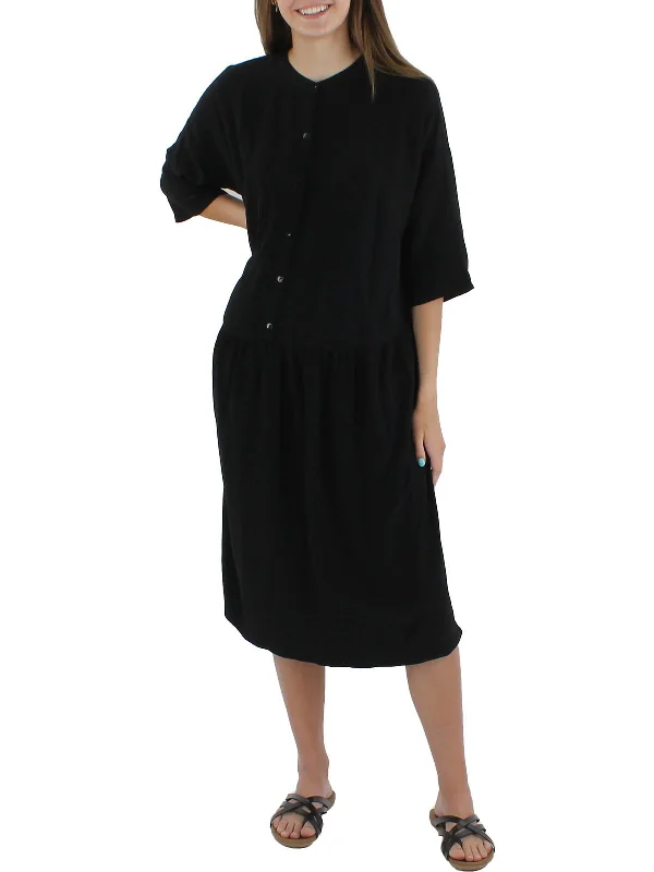 Womens Tencel Drop Waist Shirtdress Tunics Cozy soft