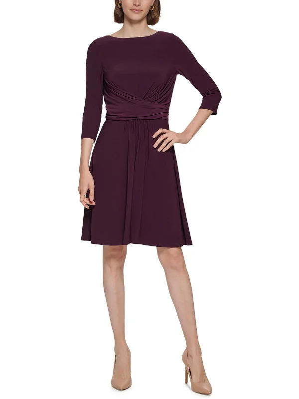 Womens Wrap-Waist Mini Wear to Work Dress Shift Classic Vintage