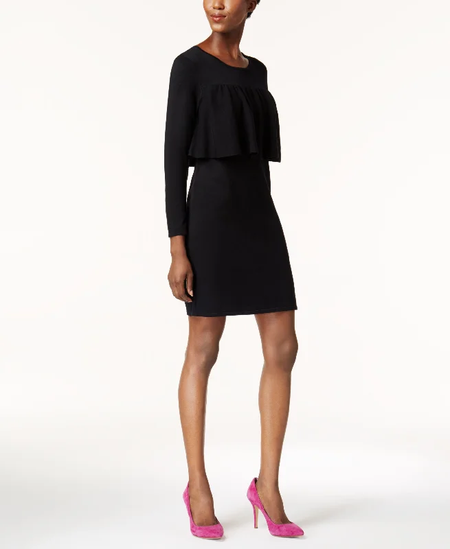Alfani Ruffle Trim Sweater Dress Terry Terry Cloth Terry Knit