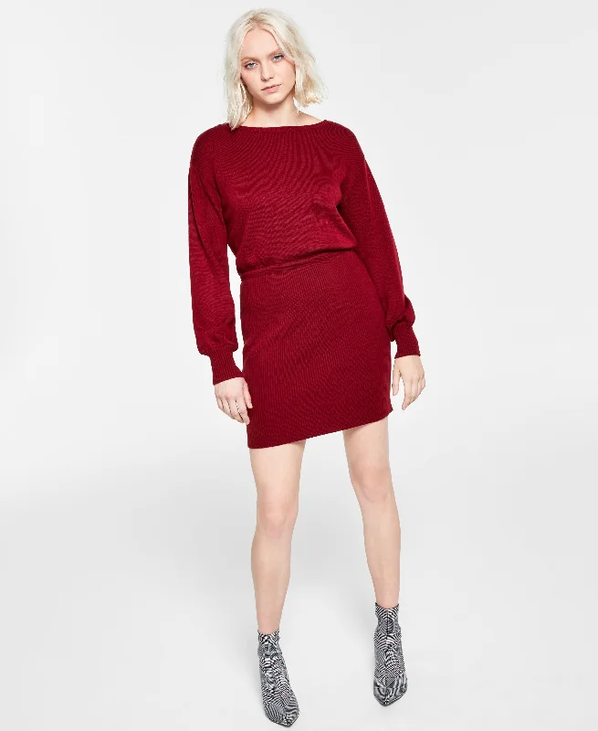 Bar III Chain-Trim Sweater Dress Fitted Slim Tailored