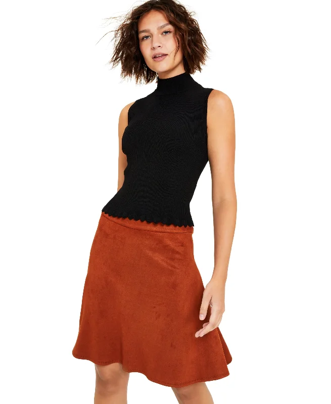 Bar III Womens Mock Neck Sleeveless Sweater Top Transparent Opaque Sheer