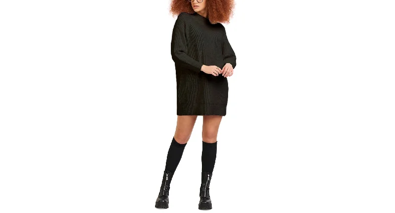 Black Tape Mini Sweater Dress Mesh Sweater Canvas Denim
