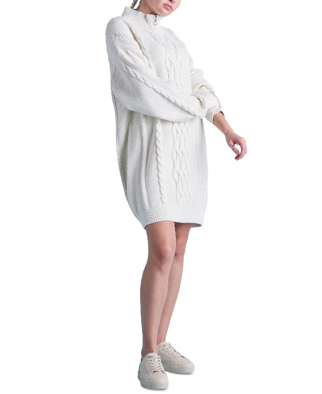 Black Tape Womens Long Sleeve Zip Front Cable Sweater Dress Knit Fabric Woven Fabric Fleece Fabric Black Tape Womens Long Sleeve Zip Front Cable Sweater Dress Knit Fabric Woven Fabric Fleece Fabric