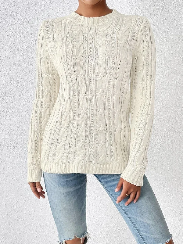 Cable-Knit Round Neck Sweater Sweater Knitwear Pullover