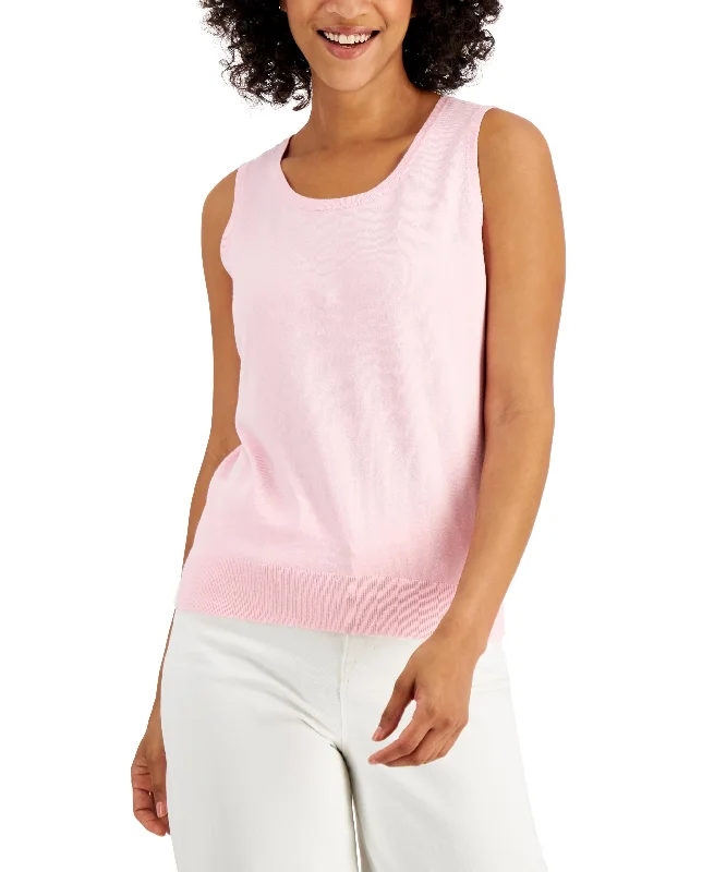 Charter Club Sleeveless Crew Neck Sweater Embroidered Appliqued Beaded