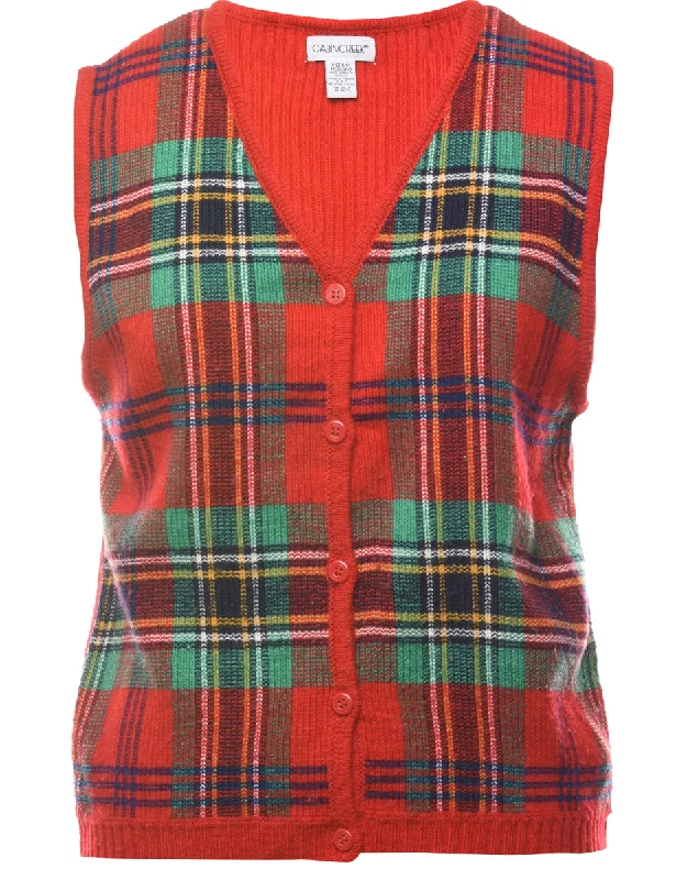 Checked Sweater Vest - M Stylish Fashionable Trendy