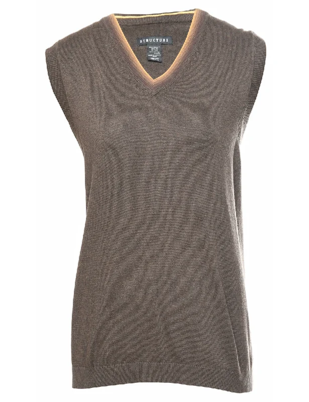 Dark Brown Sweater Vest - M Bright Pastel Dark