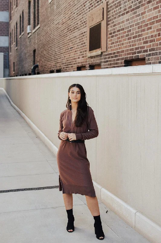 Emerson Collared Midi Sweater Dress - FINAL SALE Glossy Satin Silk