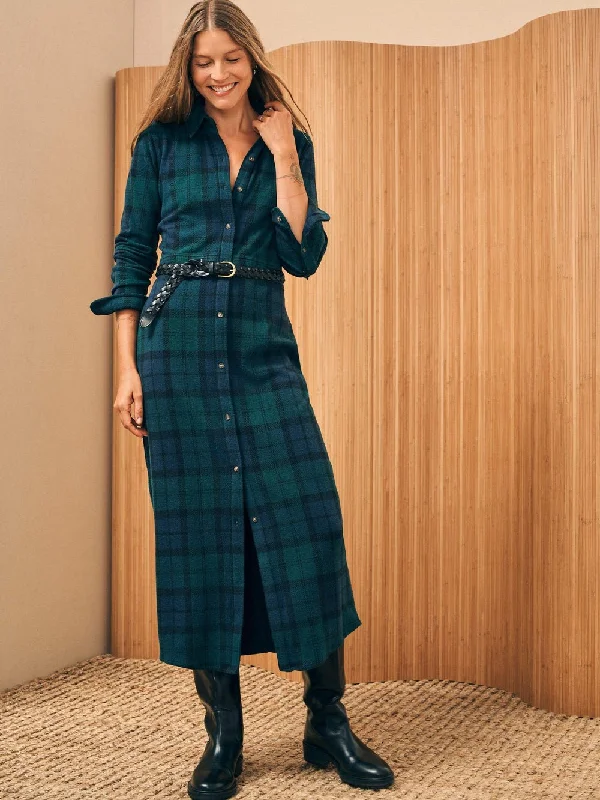 Faherty Legend Sweater Maxi Dress / Blackwatch Plaid Houndstooth Herringbone Solid