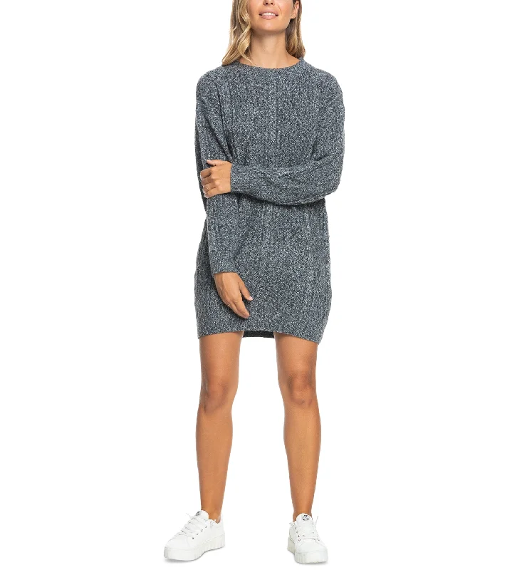 Juniors' Pastel Life Cable-Knit Sweater Dress Ribbed Striped Patterned